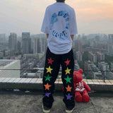 Foesce Rainbow Jeans Graphic Denim Trousers Trendyol Men Flame Blue Man Printed Men's Fashion Harajuku Pants Hip Hop Baggy Oversized