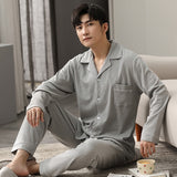 Autumn Winter 100% Cotton Pijama for Men Dormir Lounge Sleepwear Pyjamas Blue Bedgown Home Clothes Man Bedroom PJ Cotton Pajamas