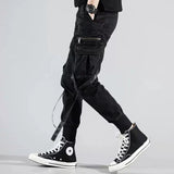 Men Hip Hop Black Cargo Pants Joggers Sweatpants Overalls Men Ribbons Streetwear Harem Pants Women Fashions Trousers