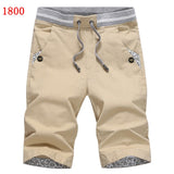 New Summer Men Shorts Cotton Beach Shorts Elastic Waist Casual Shorts