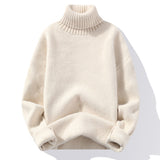 Mens Sweater Solid Color Turtleneck Sweater Men Knitted Pullovers Winter Mens Knitted Sweater Causal Pullovers Man Clothes