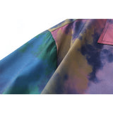 Green Red Tie Dyeing Hawaiian Shirts Men Summer Short Sleeved Street Fashion Polo Shirt Man