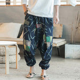 Men Harem Pants Print Retro Drop Crotch Joggers Cotton Trousers Men Baggy Loose Nepal Style Men Casual Pants S-5XL