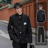 Three Piece Suit Jacket Men's Korean Trousers Uniform Western-style Clothes Black Color Pants A Set Clothes Fashion Coats