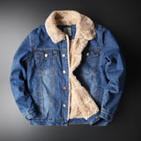 Winter thick men's denim coat plus velvet warm denim jacket fashion casual wool denim parka lamb wool retro jacket