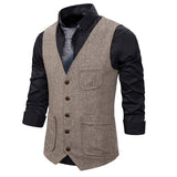 Autumn WinterMen Suit Vests Gentlemen Business Sleeveless Waistcoat Vintage Formal Blazers Vest For Wedding Party