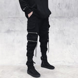 Men Hip Hop Black Cargo Pants Joggers Sweatpants Overalls Men Ribbons Streetwear Harem Pants Women Fashions Trousers