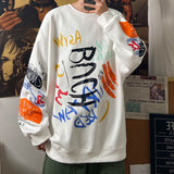 Foesce Letter Graffiti Loose Men Sweatshirts Fashion Korean Clothing Designer Brand Male Hoodies Spring Autumn Pullovers