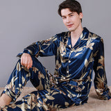 Ice Silk Man Pajamas for Couples Spring Summer Loose Cool Pajama Sets Luxury Jacquard Pijama Soft Skin-friendly Pyjama for Men