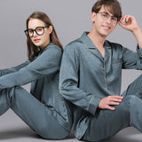 Ice Silk Man Pajamas for Couples Spring Summer Loose Cool Pajama Sets Luxury Jacquard Pijama Soft Skin-friendly Pyjama for Men