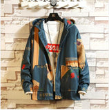 Foesce Men's Fashion Printing Outerwear Tide Hat Coats Streetwear Bomber Jacket Loose Brand Windbreaker Big Size M-5XL