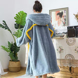 Winter Flannel Robes Women Sweet Thick Warm Plus Velvet hooded Bathrobes Female Sweet Cute Fluffy Soft Nightwear Windproof Daily