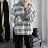 Foesce oversized Strip Mens Hoodies Korean Hip Hop Autumn Thin Casual Sweatshirt Women Rock Hoodie Plus Size Clothes Male Japan Hoodie