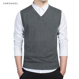 Cotton Pullovers Vest Mens Sweater Autumn V Neck Slim Sweaters Vest Men's Warm Sleeveless Sweater Slim Style Casual M-3xl