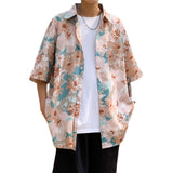 shirt men's couple's Hawaiian Flower short sleeve coat fashion Korean summer quarter sleeve harajuku shirts for men