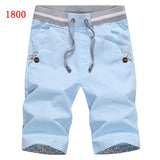 New Summer Men Shorts Cotton Beach Shorts Elastic Waist Casual Shorts