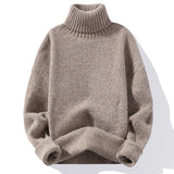 Mens Sweater Solid Color Turtleneck Sweater Men Knitted Pullovers Winter Mens Knitted Sweater Causal Pullovers Man Clothes