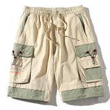 Foesce Summer Cargo Shorts With Pockets Cotton Streetwear Casual Men's Shorts Ribbons Bermuda Short Pants Men