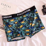 Flower Fish Bird Letter Elastic Male Underwear Comfortable Breathable Printed Cotton U Convex Men Boxer Brief Quality Panties