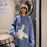 Cute Duck Goose Cartoon Sweater Autumn Winter Men Pullovers Women Knitted Jumper Sweaters Couple Japanese Streetwear