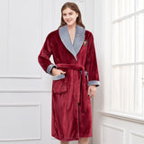 Winter Warm Couple Flannel Robe Sleepwear Loose Casual Kimono Bathrobe Gown Thick Coral Fleece Women Nightwear Nightgown 3XL