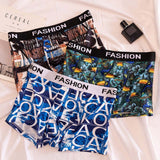 Flower Fish Bird Letter Elastic Male Underwear Comfortable Breathable Printed Cotton U Convex Men Boxer Brief Quality Panties