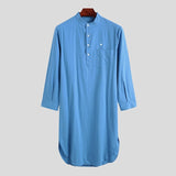 Cotton Men's Sleep Robes Solid Color Long Sleeve Nightgown O Neck Leisure Mens Bathrobes Comfort Homewear Plus Size