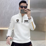 Foesce Autumn Men's Sweatshirts Long Sleeve Streetwear Casual Pullover Stand-up Collar Zipper Sweatshirt Business Social Clothing