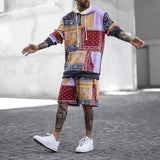 Hip-hop Style Printing Loose Outfits Men Casual Long Sleeve Hoodies And Shorts Suits Mens Fashion Two Piece Sets Streetwear