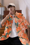 shirt men's couple's Hawaiian Flower short sleeve coat fashion Korean summer quarter sleeve harajuku shirts for men