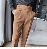 Foesce British Style Autumn New Solid Business Casual Suit Pants Men Clothing Simple All Match Formal Wear Office Trousers Straight