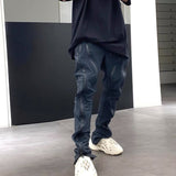 High Street Multi Zipper Drawstring Mens Vibe Style Overalls Straight Oversized Casual Baggy Cargo Pants Waterproof Trousers