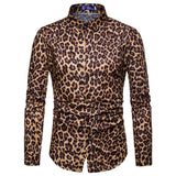 Trend Man Club Leopard Print Shirt High Quality Long Sleeve Shirt Social Man Casual Party Shirt Chemise Homme Shirt Dress