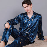 Ice Silk Man Pajamas for Couples Spring Summer Loose Cool Pajama Sets Luxury Jacquard Pijama Soft Skin-friendly Pyjama for Men