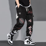 Hip Hop Joggers Men Letter Ribbons Cargo Pants Pockets Track Tactical Casual Techwear Male Trousers Sweatpants Sport Streetwear