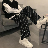 Streetwear Wide Oversize Pants Men Harajuku Casual Sport Sweatpants Joggers Skateboard Pants Letter Ankle Length Trousers