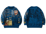 Harajuku Van Gogh Oil Painting Knitted Sweater Autumn Winter Sweater Men Casual Cotton Sweater Pullover Streetwear Tops