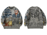 Harajuku Van Gogh Oil Painting Knitted Sweater Autumn Winter Sweater Men Casual Cotton Sweater Pullover Streetwear Tops