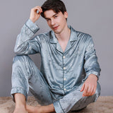 Ice Silk Man Pajamas for Couples Spring Summer Loose Cool Pajama Sets Luxury Jacquard Pijama Soft Skin-friendly Pyjama for Men