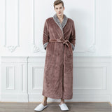 Women Winter Plus Size Long Warm Flannel Bathrobe Men Kimono Velvet Bath Robe Bride Dressing Gown Lovers Robes Night Sleepwear