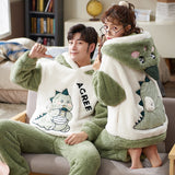 Winter Couples Pyjamas Sets Women Man Thicken Hoodies Pajamas Cartoon Anime Panda Sleepwear Lovers Soft Warm Homewear pijama set