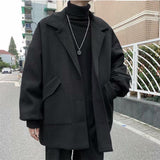 Woolen Coat Men Autumn Winter Korean Fashion Turn-down Coats Thicken Windbreaker Solid Single-breasted Outerwear Male