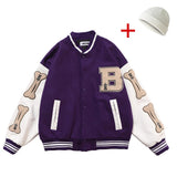 Men Varsity Bomber Jacket Harajuku Korea Bone Letter Patchwork Hip Hop Streetwear Single Bbreasted Baseball Coats Unisex College