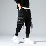 Men Hip Hop Black Cargo Pants Joggers Sweatpants Overalls Men Ribbons Streetwear Harem Pants Women Fashions Trousers