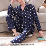 Men Pajamas Sets Satin  Pyjamas Nightwear Sleepwear Underwear Long Sleeve Striped Printed Casual Spring Autumn Winter