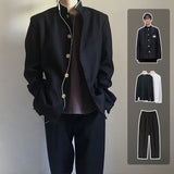 Three Piece Suit Jacket Men's Korean Trousers Uniform Western-style Clothes Black Color Pants A Set Clothes Fashion Coats