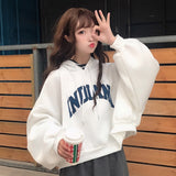 Foesce Hoodies Women Thicker Letter Warm Pullover Coat Drawstring Harajuku Sweatshirt Pink Womens Korean New High Quality