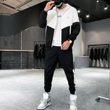 Foesce Patchwork Hip Hop Casual Men's Sets Korean Style 2 Piece Sets Clothes Men Streetwear Fitness Male Tracksuit