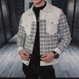 Autumn Winter Steetwear Windbreaker Big Pocket Outwear Ropa De Hombre Men Wool Trench Coat Striped Lattice Casual Jacket