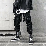 Hip Hop Joggers Men Letter Ribbons Cargo Pants Pockets Track Tactical Casual Techwear Male Trousers Sweatpants Sport Streetwear